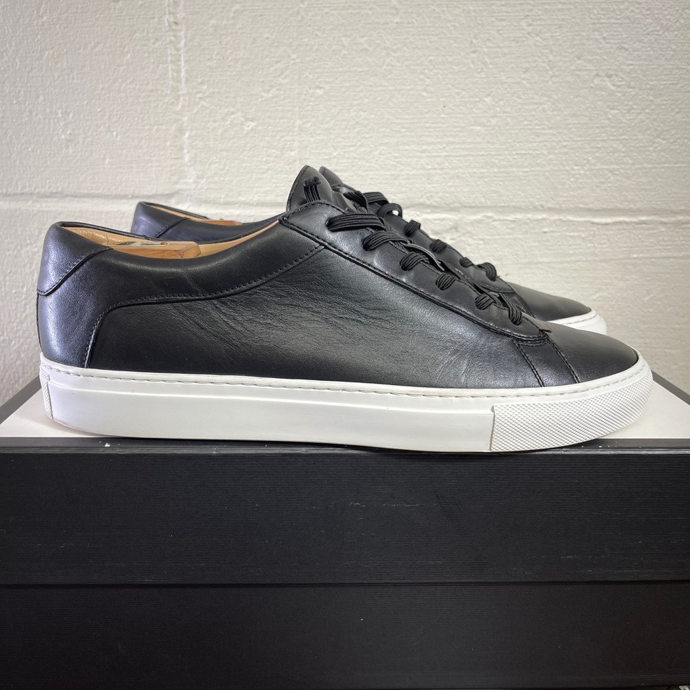 Koio Capri Onyx Black Leather Casual Shoes Low Top Sneakers Men's 42 EU/9 US